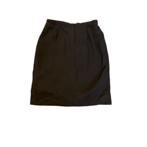 VINTAGE 100% Wool Chocolate Brown Knee Length Back Slit Skirt 14